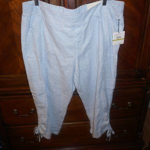Rafaella Light Blue And White Stripe Capris
